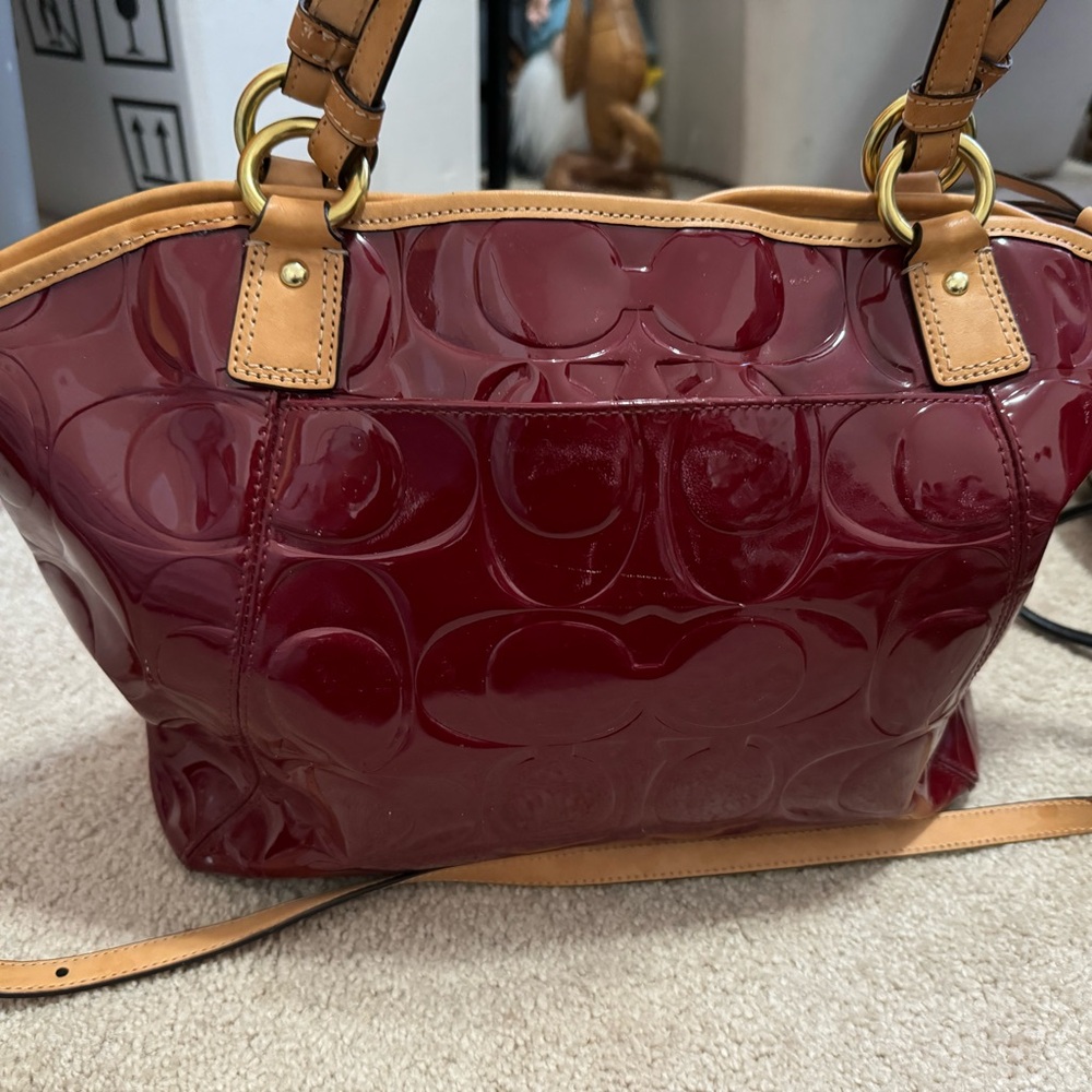Red Patton leather coach bag
